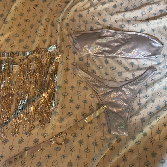Rave holographic bikini set with matching choker necklace - Picture 6 of 6